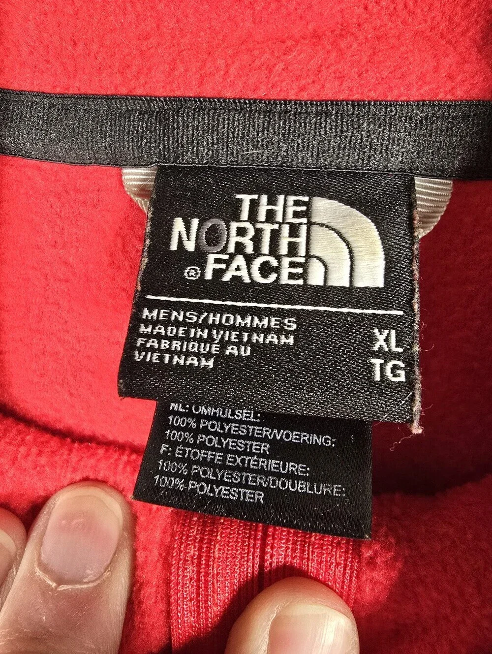 The North Face Men's Red Quarter-Zip Fleece Pullover Zippered Chest Pocket XL